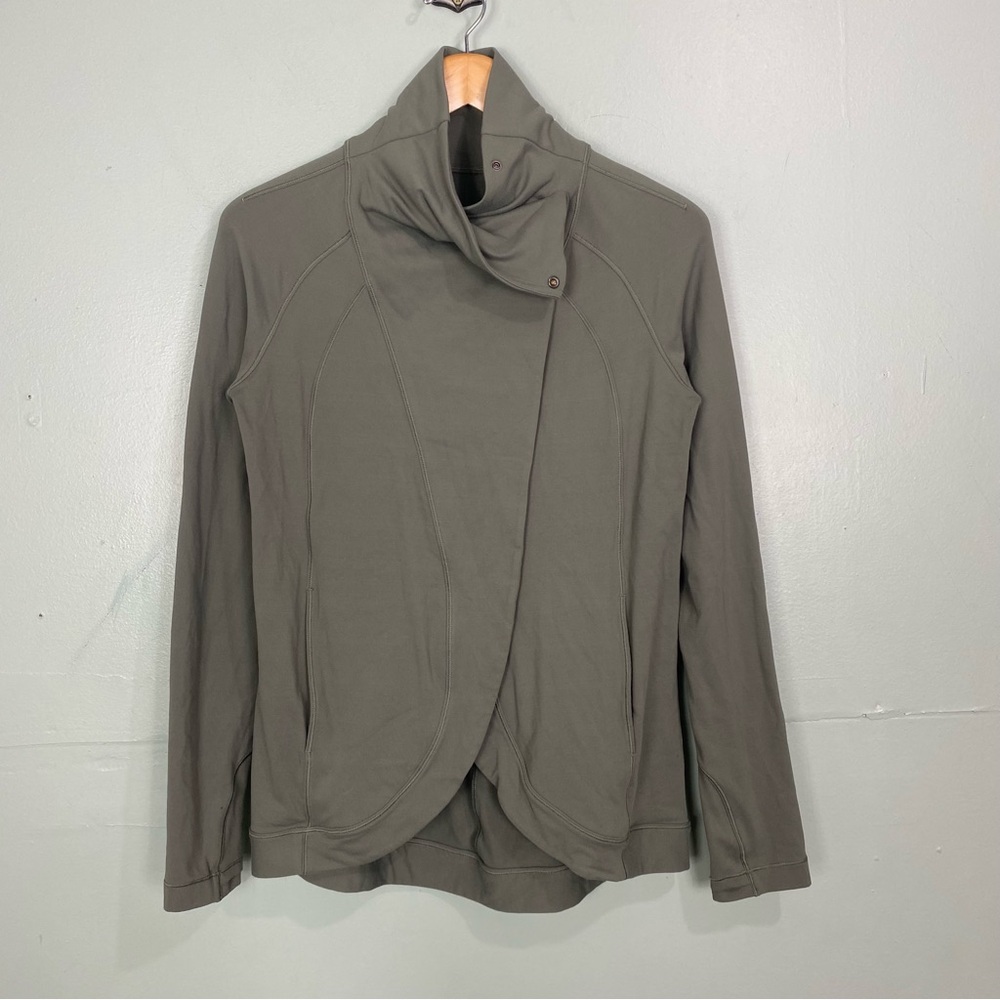 Lululemon Rulu‎ Rally Wrap Sweater Green Sz 6 W3EE0S